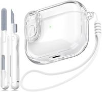 MHYALUDO Compatible with Airpods 3 Case Cover with Secure Lock, Compatible with Airpods 3rd generation 2021, Clear Soft Shockproof Case with Lanyard Cleaning Pen,White
