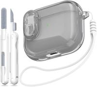 MHYALUDO Compatible with Airpods 3 Case Cover with Secure Lock, Compatible with Airpods 3rd generation 2021, Clear Soft Shockproof Case with Lanyard Cleaning Pen,Black