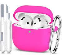 MHYALUDO Compatible with AirPods 4th Generation Case Cover 2024, Military Grade Soft Silicone, Shock Absorption, Compatible with AirPods 4 Case with Keychain and Cleaning Kit,Rose Pink