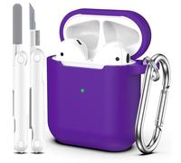 MHYALUDO Compatible with Airpods Case Cover with Cleaning Kit & Keychain, Compatible with Airpods 2nd Generation 2019,1st Gen 2016, Soft Protective Compatible with Apple AirPods Case,Purple
