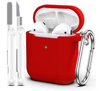 MHYALUDO Compatible with Airpods Case Cover with Cleaning Kit & Keychain, Compatible with Airpods 2nd Generation 2019,1st Gen 2016, Soft Protective Compatible with Apple AirPods Case,Red