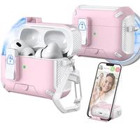 MHYALUDO Compatible with AirPods Pro 2nd/1 Generation Case Cover, Compatible with Magsafe, Magnetic Automatic Lock, Charging Port Dust-Proof & Stand Design with Cleaning Kit, Snow White/Girly Pink