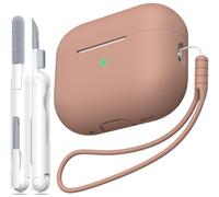 MHYALUDO Compatible with AirPods Pro 2nd Generation Case Cover, Anti-Fall Soft Silicone Shock-Absorbing Compatible with AirPods Pro Case Skin Touch with Lanyard and Cleaning Kit, Milk tea