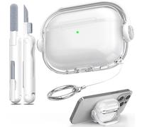 MHYALUDO Compatible with AirPods Pro 2nd Generation Case, Stand Design with Secure Lock, Clear Anti-yellowing & Soft Shockproof Cover with Cleaning Kit Compatible with AirPods Pro 2 Case,White