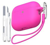 MHYALUDO Compatible with AirPods Pro 3rd Generation Case Cover, Anti-Fall Soft Silicone Shock-Absorbing Compatible with AirPods Pro 3 Case Skin Touch with Lanyard and Cleaning Kit,Rose Pink