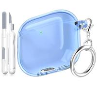 MHYALUDO for AirPods 4th Generation Case Cover 2024, Military-Grade Shockproof, Soft TPU Highly Transparent Anti-Yellowing for AirPods 4 Case with Cleaning Kit & Cute Round Buckle, Clear Blue
