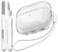 MHYALUDO for Airpods Pro 2nd/1st Generation Case Cover, Compatible with Airpods Pro Case 2nd Gen USB C Charging Port, Clear Soft Transparent Military Grade Shockproof Cover, Gitter White