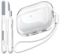 MHYALUDO for Airpods Pro 2nd/1st Generation Case Cover, Compatible with Airpods Pro Case 2nd Gen USB C Charging Port, Clear Soft Transparent Military Grade Shockproof Cover, Clear White