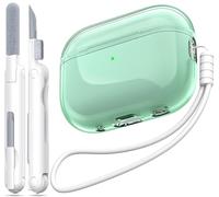 MHYALUDO for Airpods Pro 2nd/1st Generation Case Cover, Compatible with Airpods Pro Case 2nd Gen USB C Charging Port, Clear Soft Transparent Military Grade Shockproof Cover, Clear Green