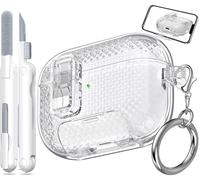 MHYALUDO for AirPods Pro 2nd Generation Case, Charging Port Dustproof & Stand Design with Cleaning Kit, Anti-yellowing Dual Shockproof Protective Cover for AirPods Pro 2 Case, Clear