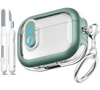 MHYALUDO for Airpods Pro 2nd Generation Case with Secure Lock, Compatible with Airpods Pro Case 2nd/1st Gen, Clear TPU Transparent Military Grade Shockproof Cover. Apple Green