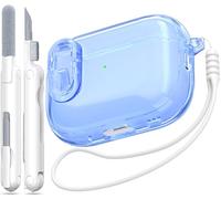 MHYALUDO for Airpods Pro 2nd Generation Case with Secure Lock, Compatible with Airpods Pro Case 2nd/1st Gen, Clear Soft TPU Transparent Military Grade Shockproof Cover, Crystal Blue