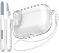 MHYALUDO for Airpods Pro 2nd Generation Case with Secure Lock, Compatible with Airpods Pro Case 2nd/1st Gen, Clear Soft TPU Transparent Military Grade Shockproof Cover, Crystal White