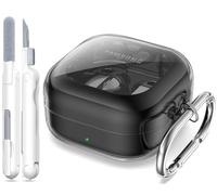 MHYALUDO for Samsung Galaxy Buds 4 Pro/Buds 4 Case 2026,Military-Grade Shockproof, Soft TPU Highly Transparent Anti-Yellowing with Cleaning Kit, Clear Black