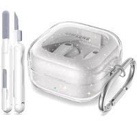 MHYALUDO for Samsung Galaxy Buds 4 Pro/Buds 4 Case 2026,Military-Grade Shockproof, Soft TPU Highly Transparent Anti-Yellowing with Cleaning Kit,Clear Gitter White