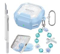 MHYALUDO 【Upgrade】 Secure Lock Clear Case Comptible with Galaxy Buds FE (2023)/ Galaxy Buds2 Pro Case (2022)/Galaxy Buds Pro (2021)/Galaxy Buds 2 (2021)/Galaxy Buds Live (2020),Carbon Sky Blue