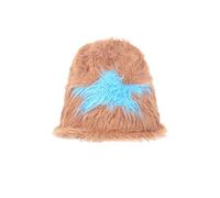 MHYESA Beanie Hat Winter Knit Beanie Hat with Star Pattern, Unisex, 54-58 Cm(Khaki)