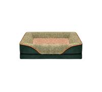 MHYESA Pet Cushion Deluxe Pet Bed, Removable Washable Dog Cat Sofa,Polyester With PP Cotton Fill, 75x50x12cm(Dark Green and Brown)