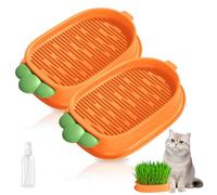 MHYMX Cat Grass Seed Tray, 2PCS Cat Grass Planter Soil Free Catnip Planting Tray Plastic Cat Grass Container Kit with 100ml Spray Bottle
