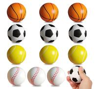 MHYMX Foam Tennis Balls, 12 Pcs Soft Ball Set Mini Tennis Balls Sponge Football Elastic Pressureless Basketball Bulk Training Tool for Beginner Practice