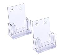 MHYMX Leaflet Holder, 2 Pack Leaflet Display Stands Acrylic Magazine File Holder Desktop A5 Display Stand Wall Mounted Two Layer Brochure Stand for Pamphlet Booklet Menu Flyer