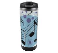 MHYRAC 13oz/380ml Stainless Steel Insulated Travel Coffee Cup, Polka Dot Music Note Travel Mug with Leakproof Lid, Non-Slip Bottom