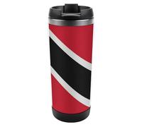 MHYRAC 13oz/380ml Stainless Steel Insulated Travel Coffee Cup, Trinidad and Tobago Flag Travel Mug with Leakproof Lid, Non-Slip Bottom