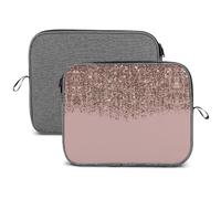 MHYRAC 14inch Laptop Case, Blush Pink Rose Gold Glitter Snowflake Laptop Sleeve