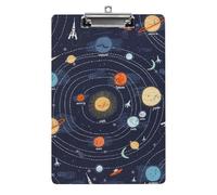 MHYRAC A4 Clip Board, Space Rocket Planet Solar System Clipboard, Acrylic Clipboards for Office, School