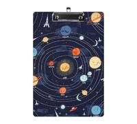 MHYRAC A4 Clip Board, Space Rocket Planet Solar System Clipboard, Acrylic Clipboards for Office, School