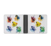 MHYRAC Coin Pocket, 3D Watercolor Parrot Leather Wallet, Bifold Credit Card Leather Slim Purse