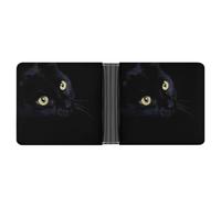 MHYRAC Coin Pocket, Black Cat Leather Wallet, Bifold Credit Card Leather Slim Purse