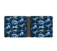 MHYRAC Coin Pocket, Blue Camo Leather Wallet, Bifold Credit Card Leather Slim Purse