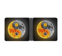 MHYRAC Coin Pocket, Cool Yin Yang Leather Wallet, Bifold Credit Card Leather Slim Purse