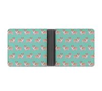 MHYRAC Coin Pocket, Cute Corgi Pet and Milk Tea Leather Wallet, Bifold Credit Card Leather Slim Purse