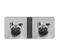 MHYRAC Coin Pocket, Cute Pug Leather Wallet, Bifold Credit Card Leather Slim Purse