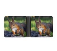 MHYRAC Coin Pocket, Cute Squirrel Leather Wallet, Bifold Credit Card Leather Slim Purse