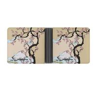 MHYRAC Coin Pocket, Fuji Mountain Cherry Tree in Japan Leather Wallet, Bifold Credit Card Leather Slim Purse