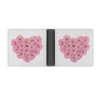 MHYRAC Coin Pocket, Heart Shaped Roses Leather Wallet, Bifold Credit Card Leather Slim Purse