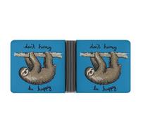 MHYRAC Coin Pocket, Lazy Sloth Leather Wallet, Bifold Credit Card Leather Slim Purse