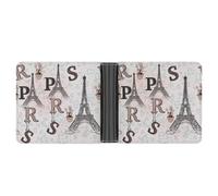MHYRAC Coin Pocket, Paris Eiffel Tower Floral Leather Wallet, Bifold Credit Card Leather Slim Purse