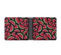 MHYRAC Coin Pocket, Red Watermelon Leather Wallet, Bifold Credit Card Leather Slim Purse