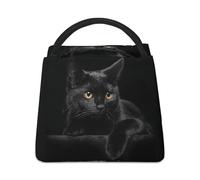 MHYRAC Cooler Bag, Cat Pattern Black Cat Lunch Bag, Insulated Lunch Tote Bag for Work Camping Travel