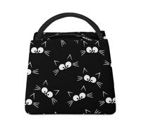 MHYRAC Cooler Bag, Cute Black Cat Pattern Lunch Bag, Insulated Lunch Tote Bag for Work Camping Travel