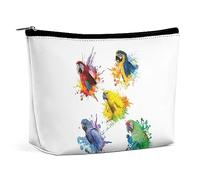 MHYRAC Cosmetic Bag, 3D Watercolor Parrot Makeup Bag, Portable Toiletry Bag with Zipper for Daily Use, Travel