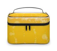 MHYRAC Cosmetic Bag, Bubbles and Beer Makeup Bag, Leather Travel Toiletry Bag for Women