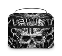 MHYRAC Cosmetic Bag, Satanic Makeup Bag, Leather Travel Toiletry Bag for Women