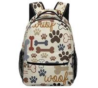 MHYRAC Durable Oxford Cloth Casual Daypack, Dog Bones Paw Prints Backpack, College Bag for Boys, Girls, Travel, Sports