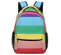 MHYRAC Durable Oxford Cloth Casual Daypack, Rainbow Colored Horizontal Striped Lines Backpack, College Bag for Boys, Girls, Travel, Sports