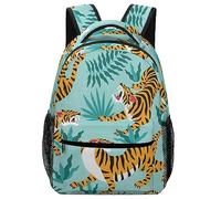 MHYRAC Durable Oxford Cloth Casual Daypack, Tiger Pattern Backpack, College Bag for Boys, Girls, Travel, Sports